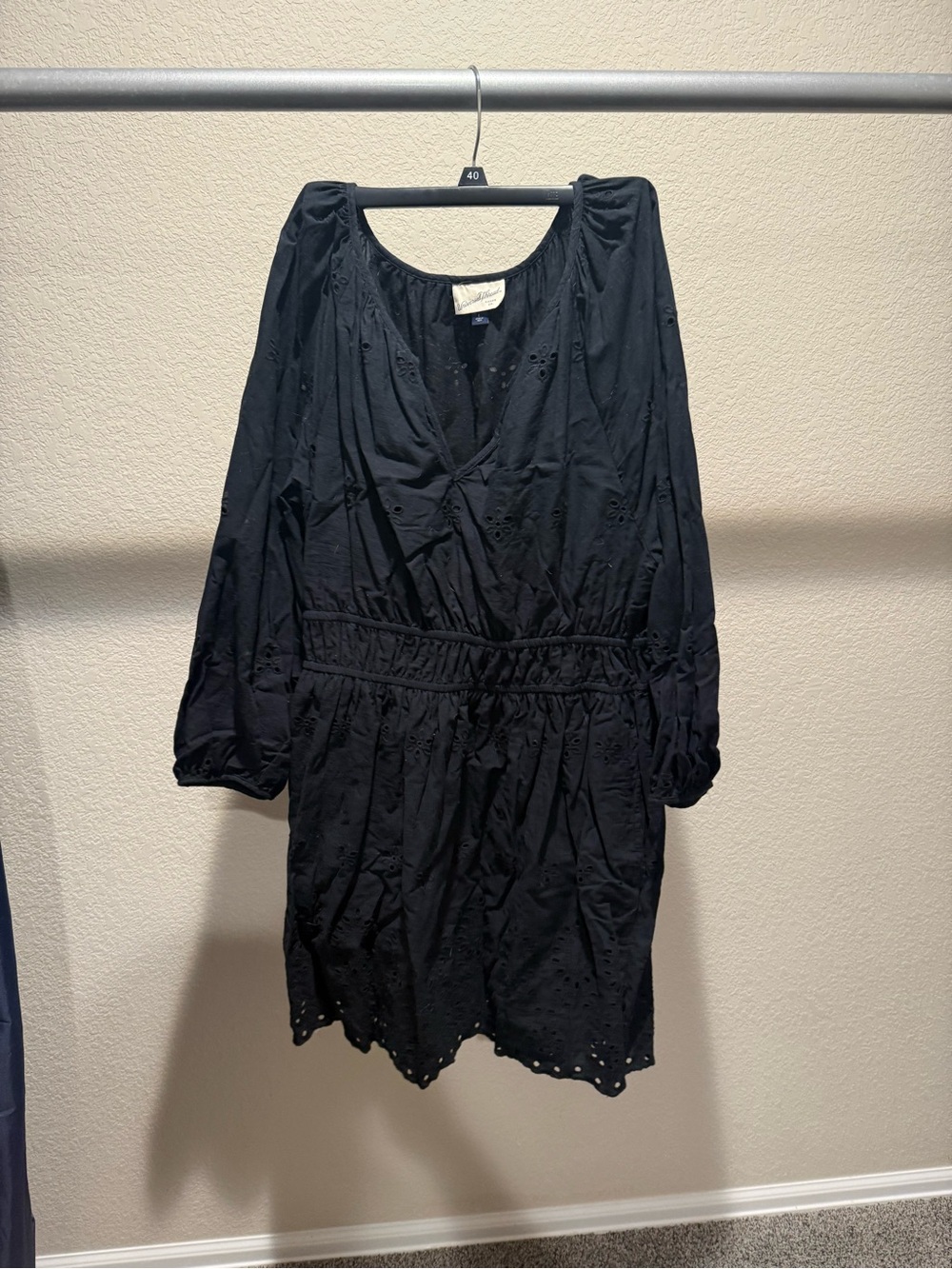 Universal Thread Black Eyelet Long Sleeve Mini Dress
